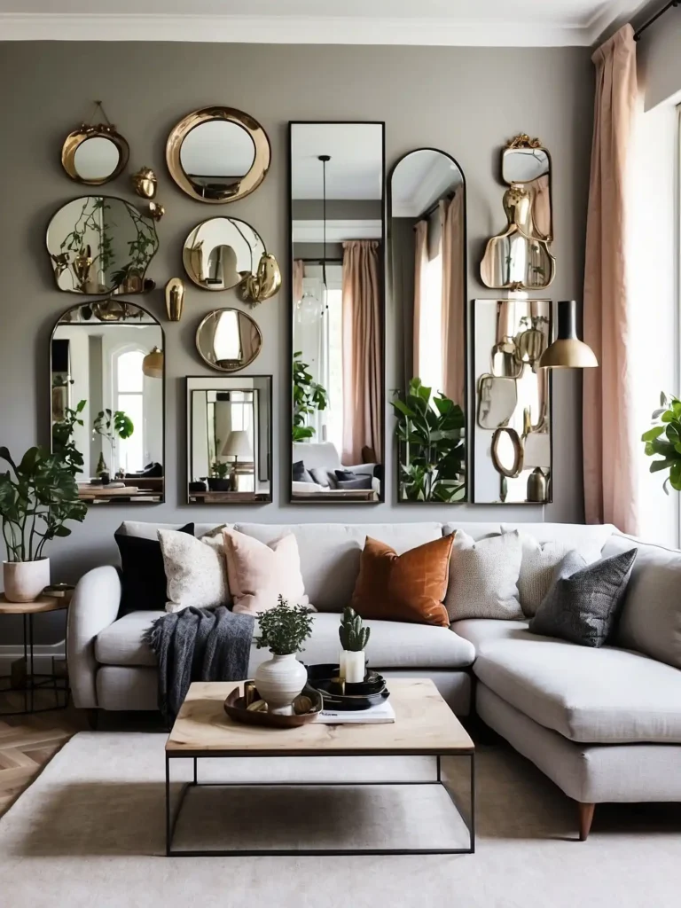 Gallery Wall With Mirrors + Photos