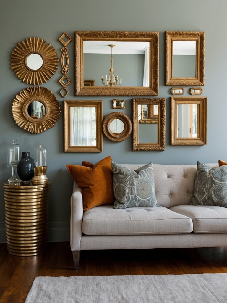 Gallery Wall with Mixed Mirrors
