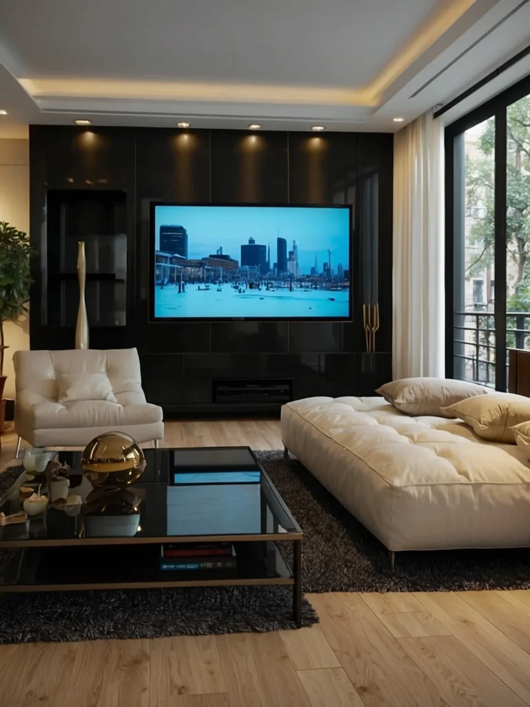 Apartment TV Wall with Black Frame Contrast