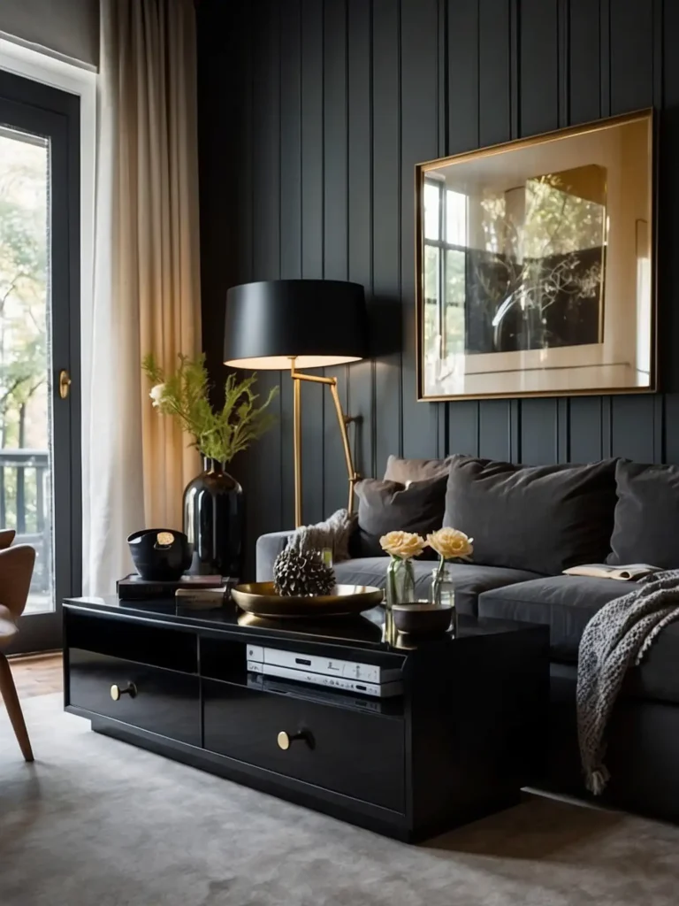  Black TV Wall in a Small Living Room