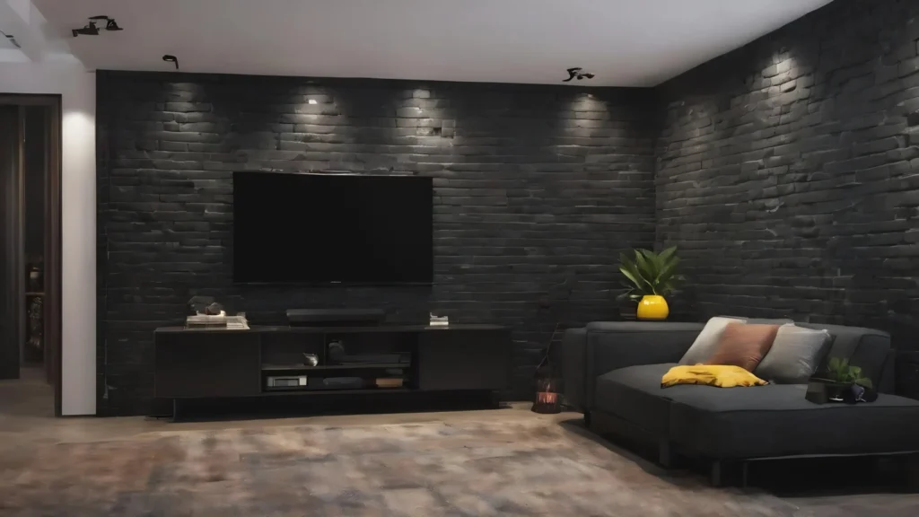 Black TV Wall with LED Backlighting