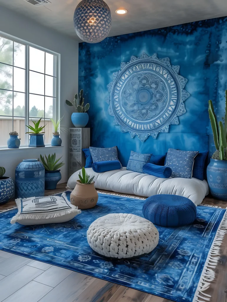 Blue Walls with a Statement Rug