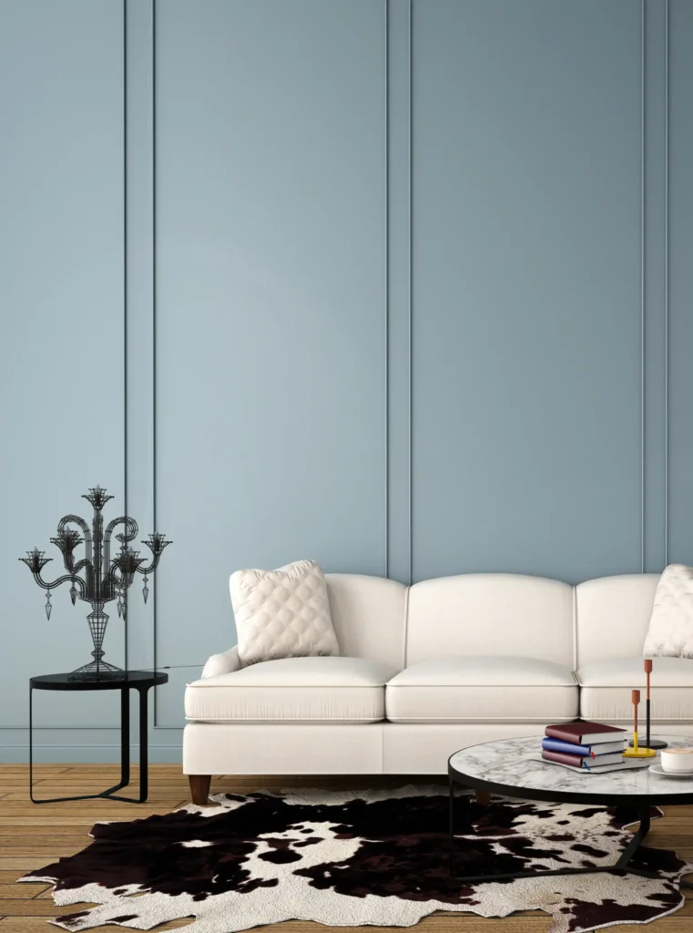 Blue Walls with Beige and Cream Neutrals