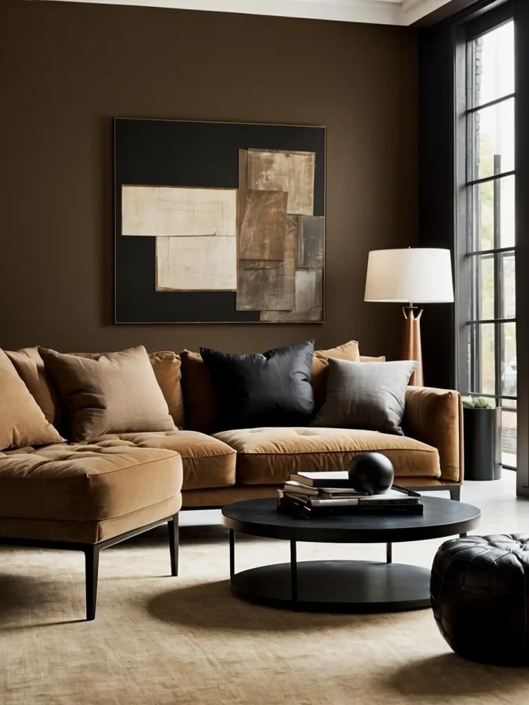Brown Walls with Black Accents for a Modern Look