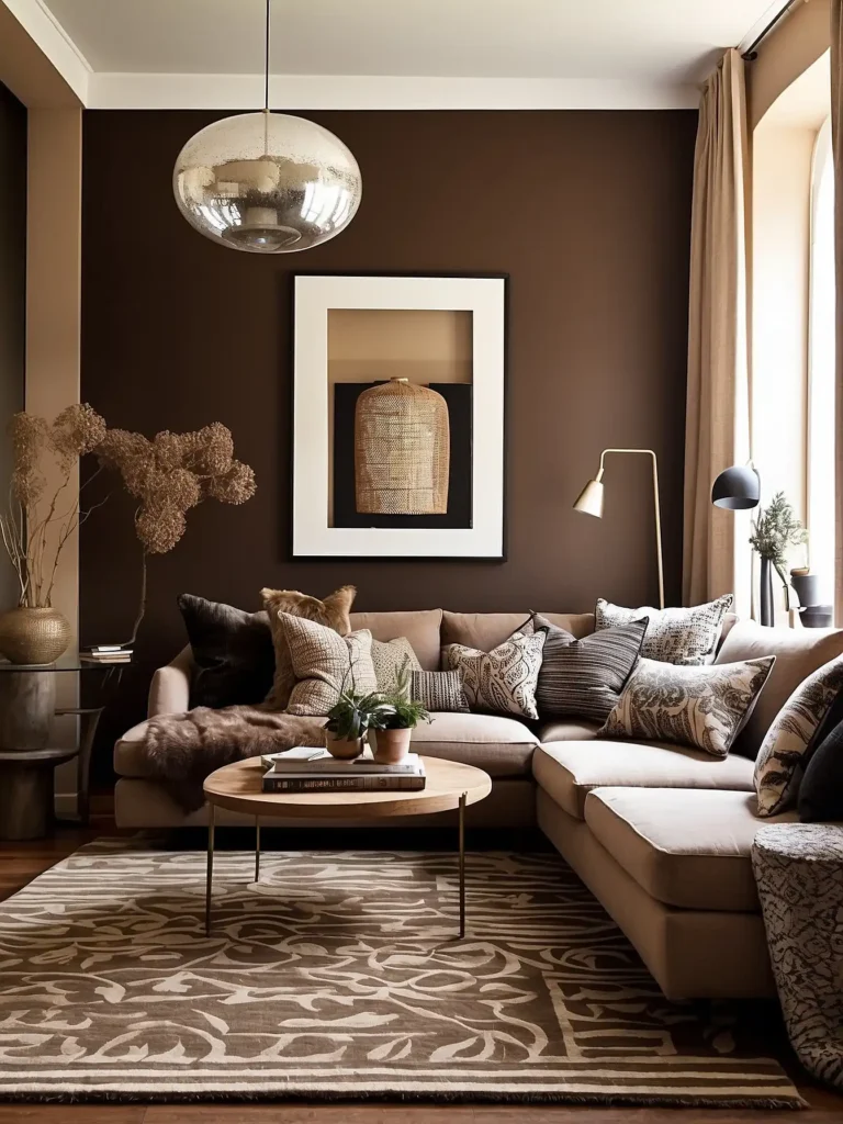  Brown Walls with Neutral Patterned Rugs