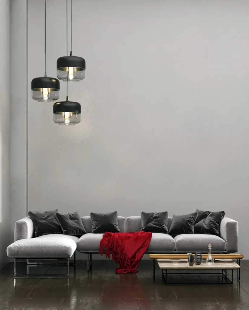 Charcoal Grey Feature Wall Behind the Sofa