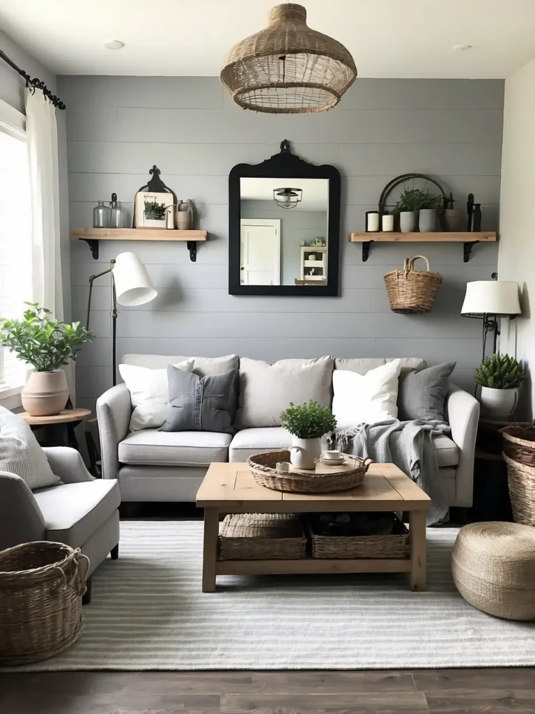Farmhouse-Style Grey Living Room