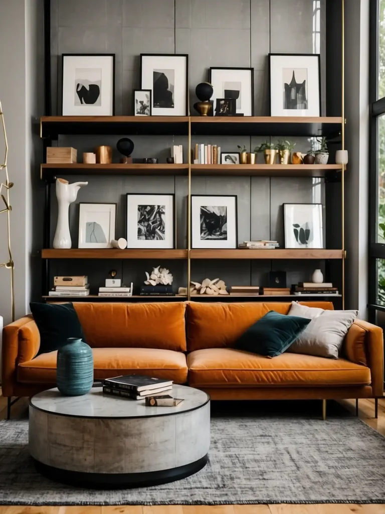 Floating Shelves with Curated Decor