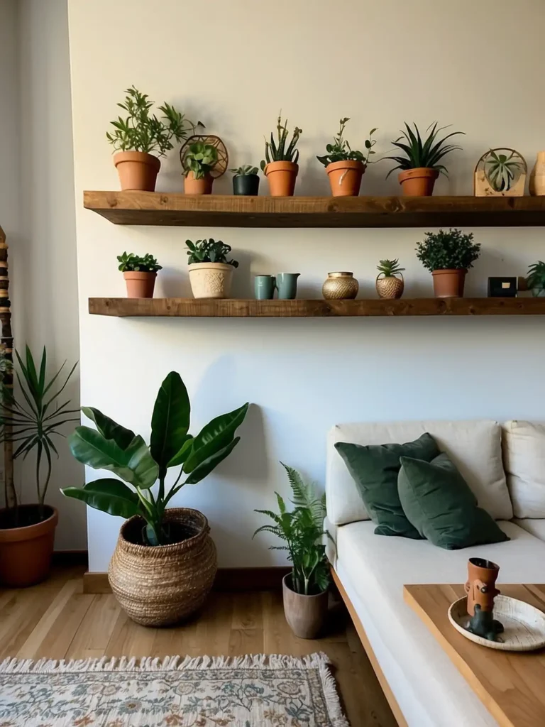 Floating Shelves with Plants