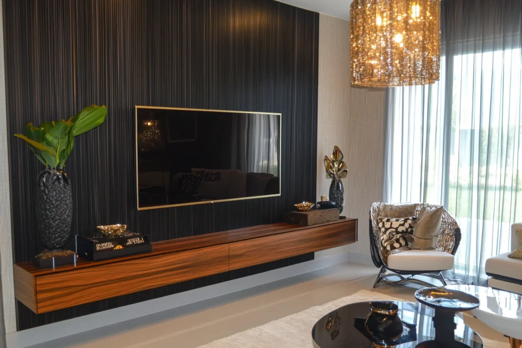 Glossy Black TV Wall for a Luxe Look