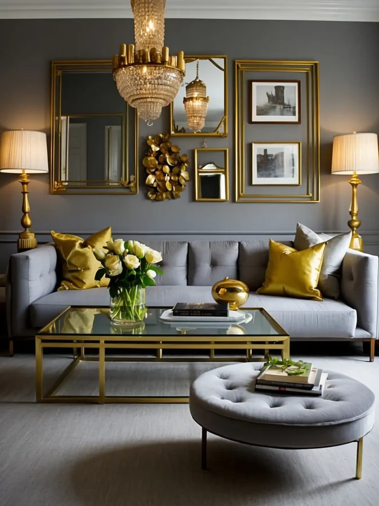 Grey Walls with Gold or Brass Decor