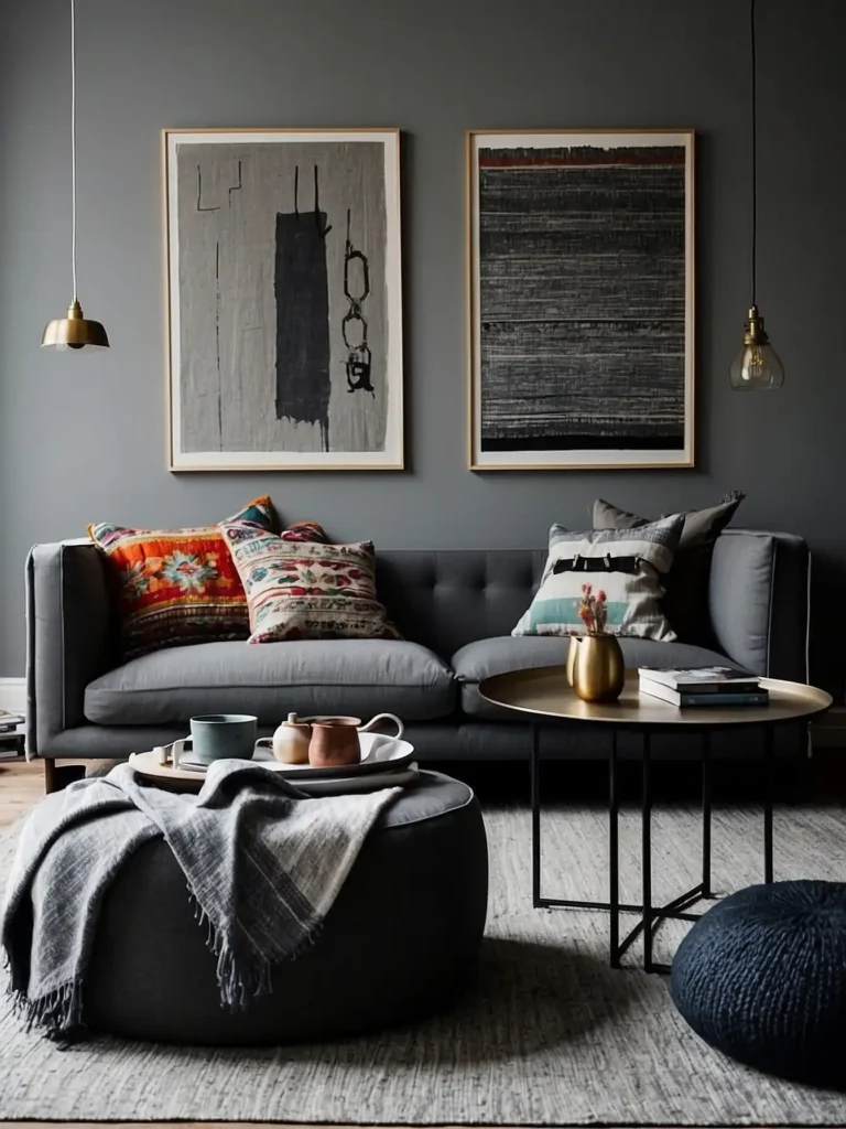  Grey Walls with Layered Textiles