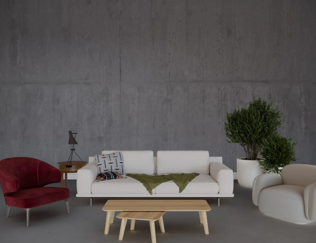 Grey Walls with Minimalist Furniture