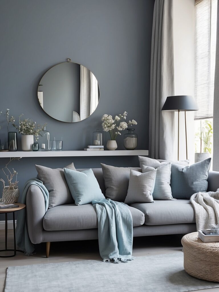 Grey Walls with Soft Blue Accents
