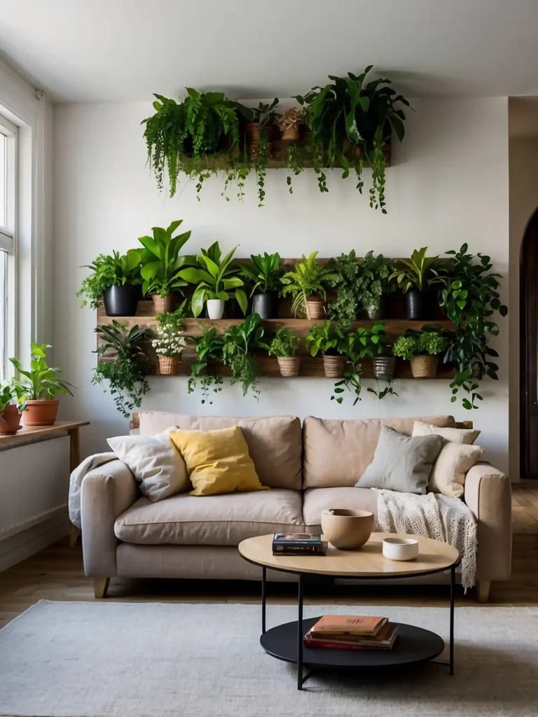 Indoor Plant Wall Behind the Sofa