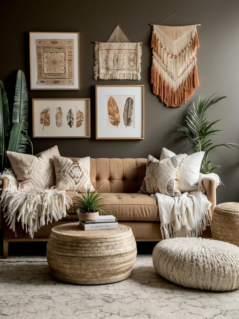 Layers of Fringe & Feather Wall Art
