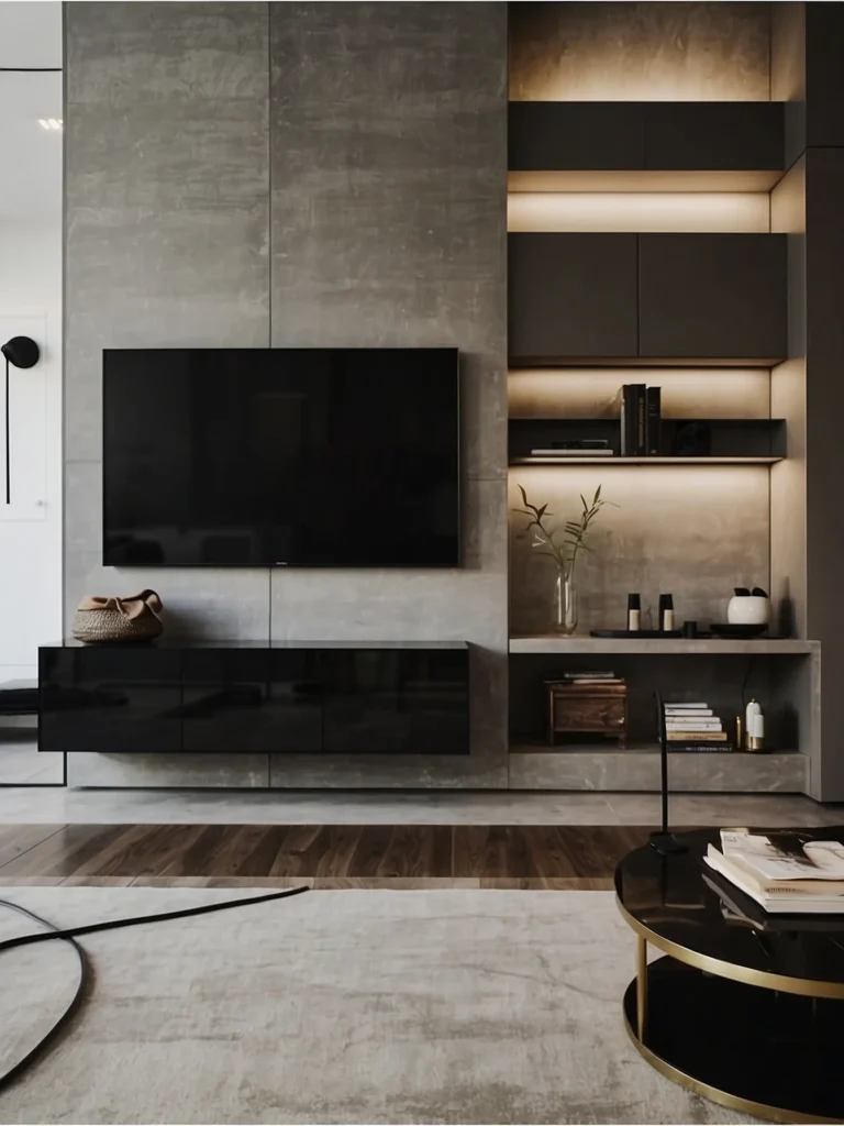 Minimal TV Wall with Hidden Cables