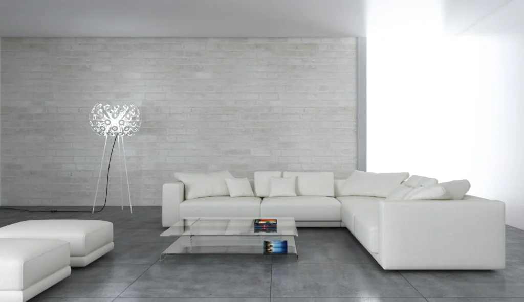Soft Grey Walls with a White Sectional