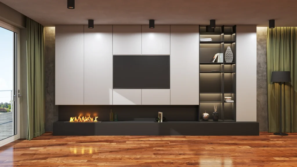 TV Wall with Built-In Shelving