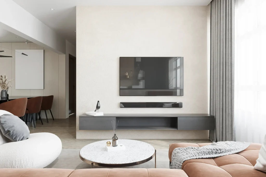 TV Wall with Neutral Color Palette