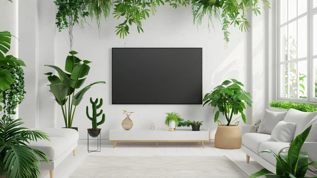 TV Wall with Plants for Freshness