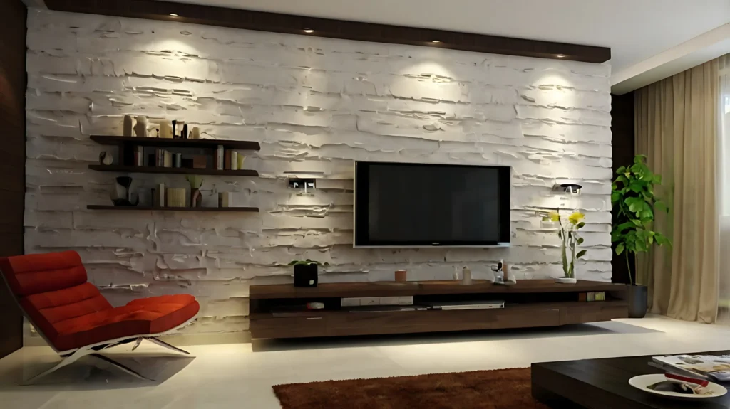 TV Wall with Textured Paint Finish