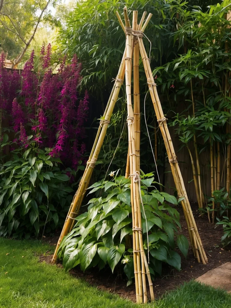 bamboo teepee clematis trellis idea