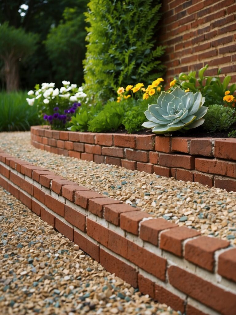 brick garden wall with gravel base