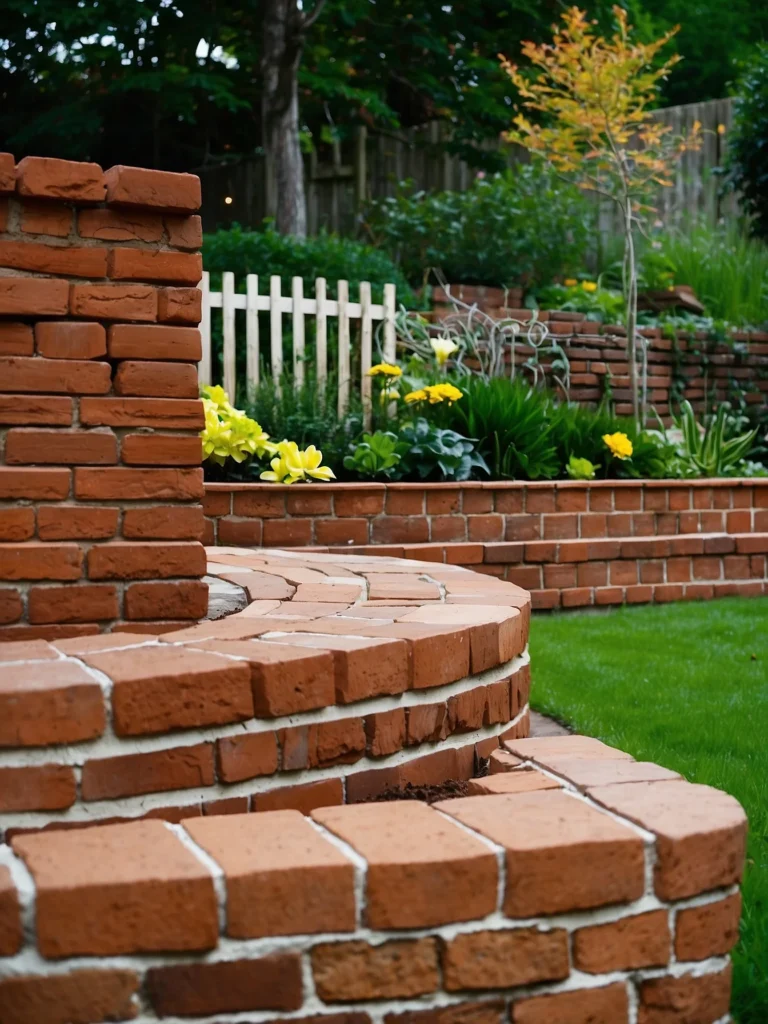 brick retaining wall garden landscaping