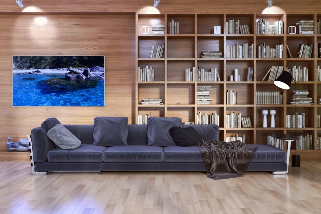 Built-In Shelving Across Wide Walls