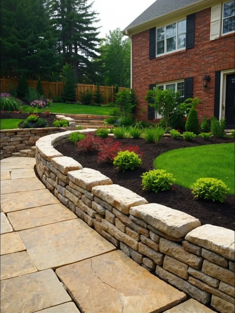 curved retaining wall garden front yard design