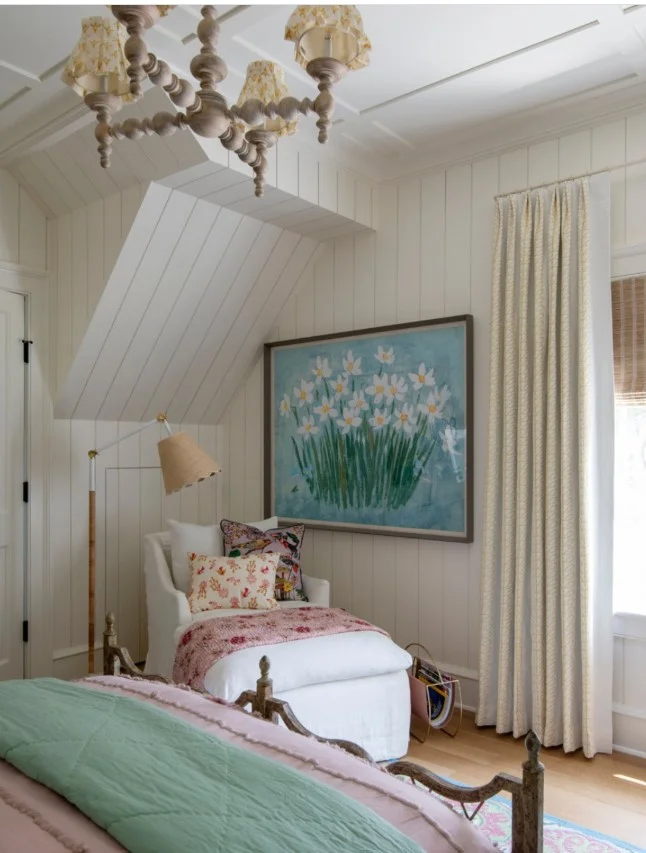 Vintage feminine bedroom ideas with floral accents, drapery, and playful dollhouse-inspired aesthetic