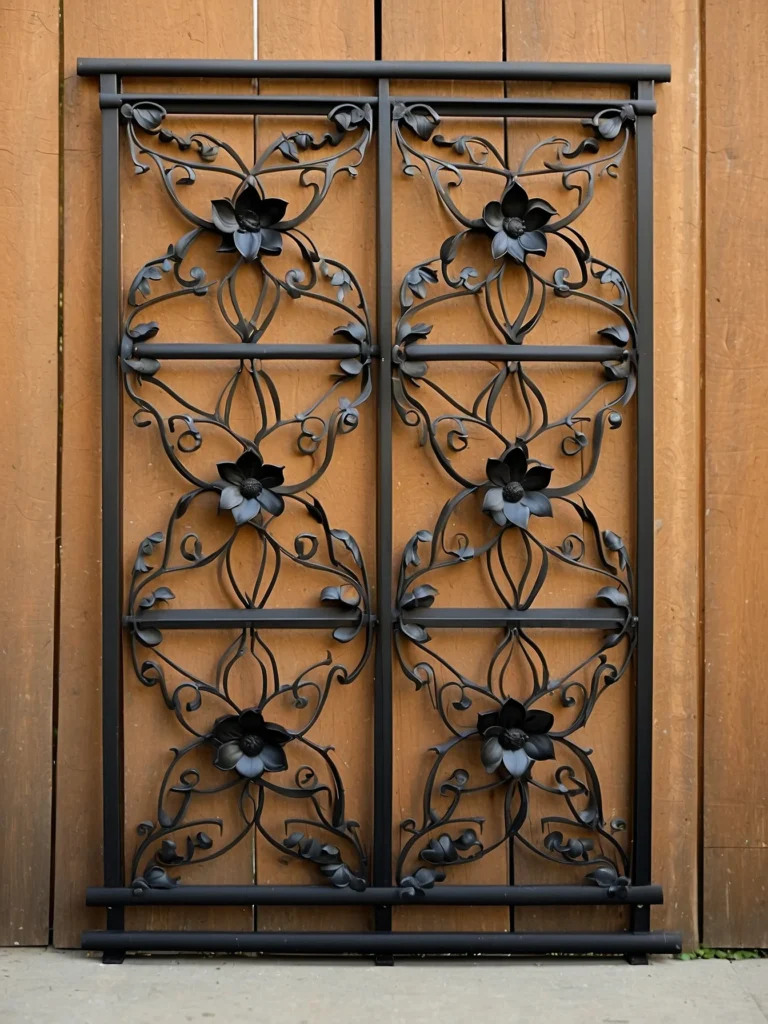 decorative iron clematis trellis panel