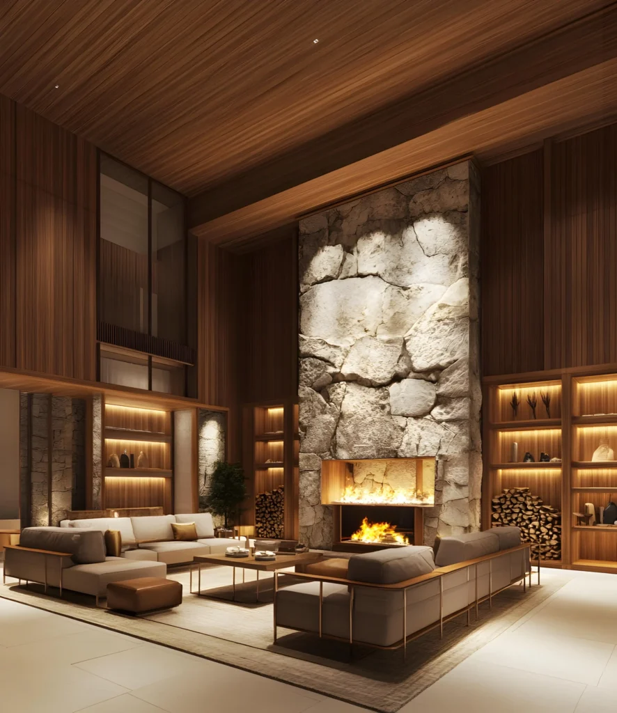 Fireplace-Centered Wall Design