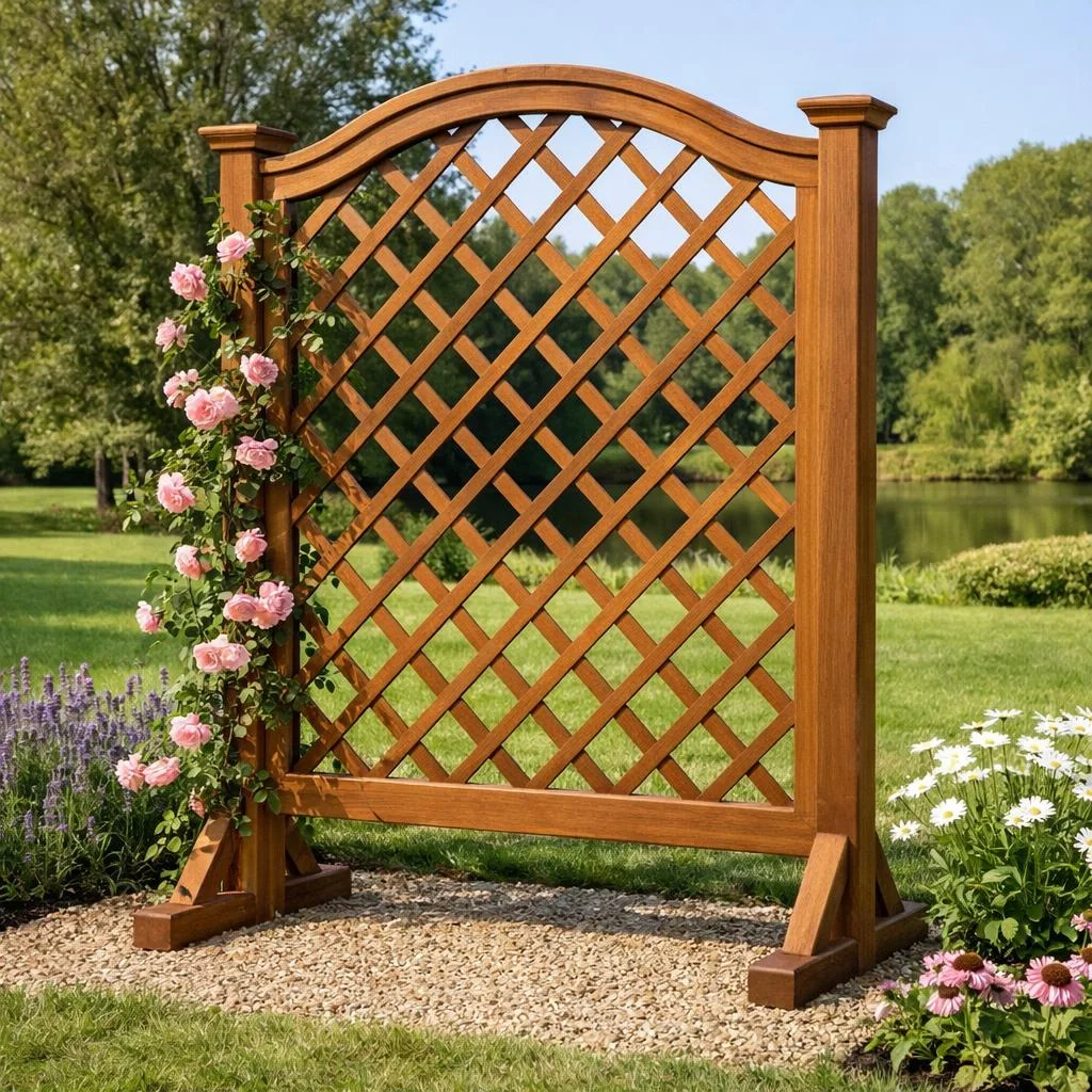 decorative framed wood lattice trellis panel
