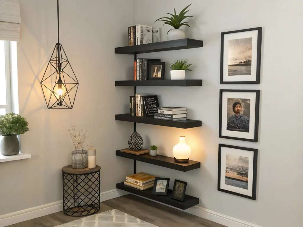 Gallery Wall With Floating Shelves