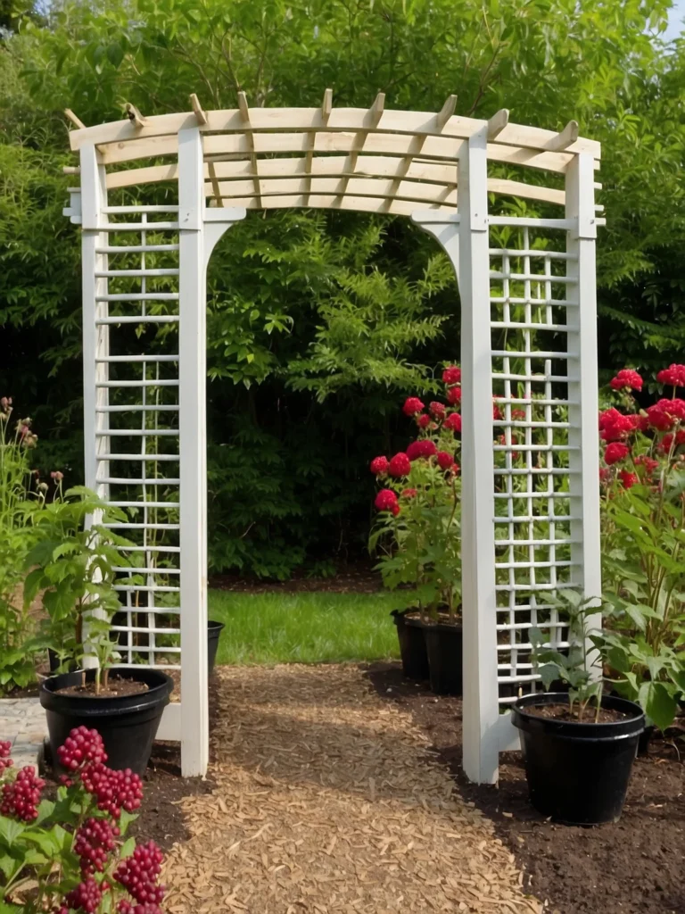 wooden arch blackberry trellis