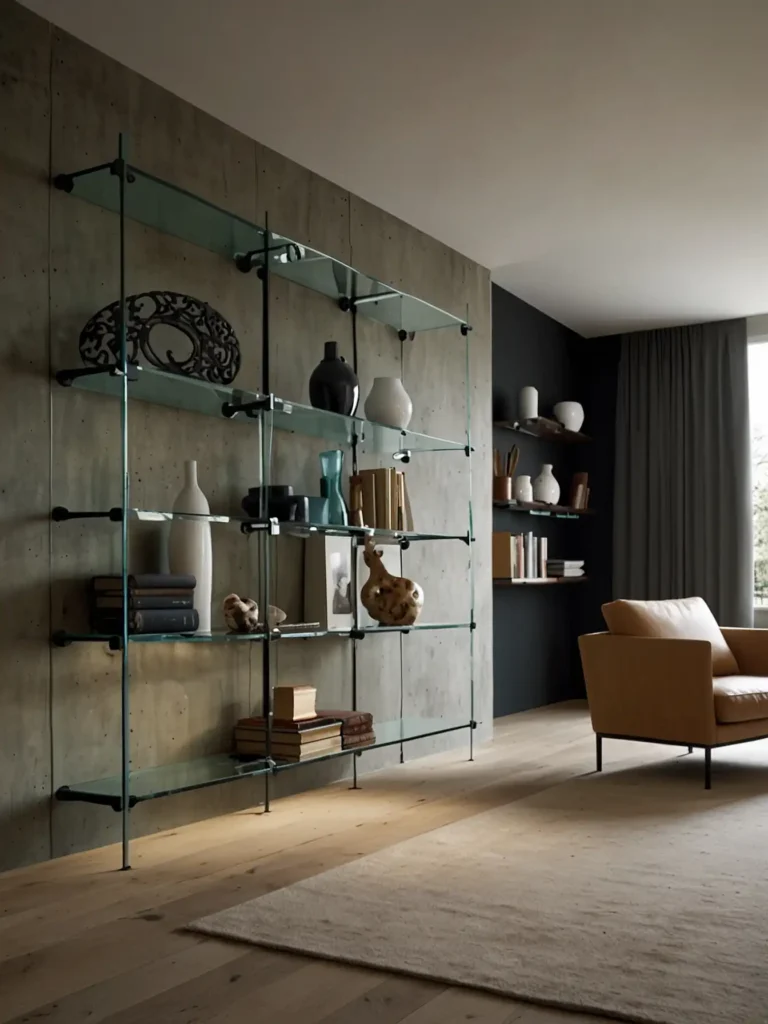 Glass Wall Shelves for Lightness