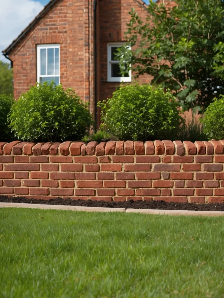 low brick boundary wall front yard