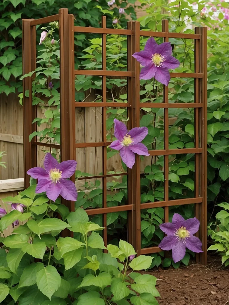 modern metal grid clematis trellis design