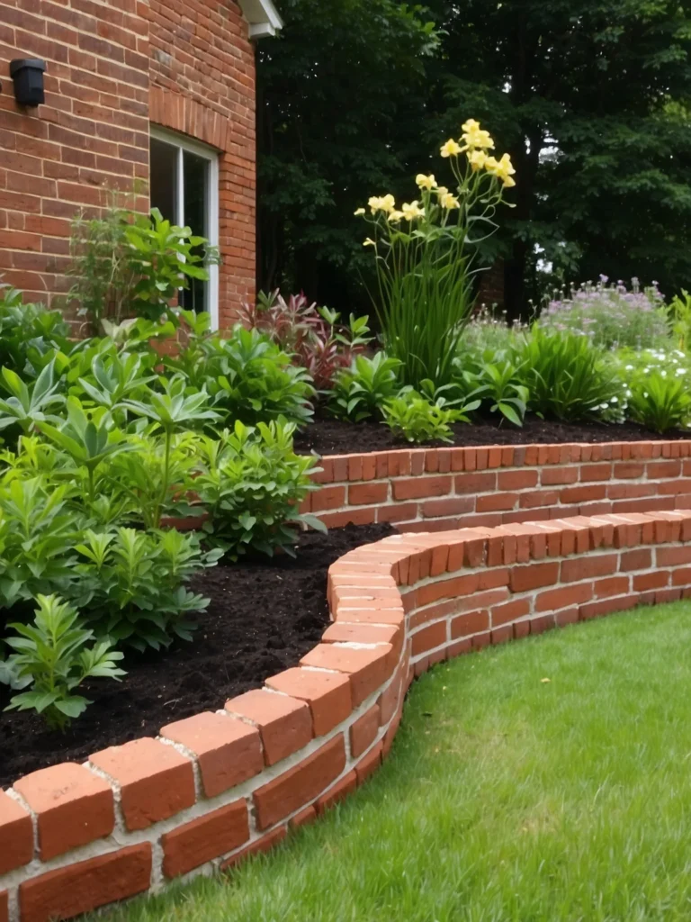 minimalist brick garden border