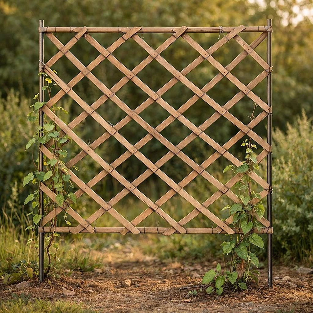 reinforced wood lattice trellis for heavy climbing vines