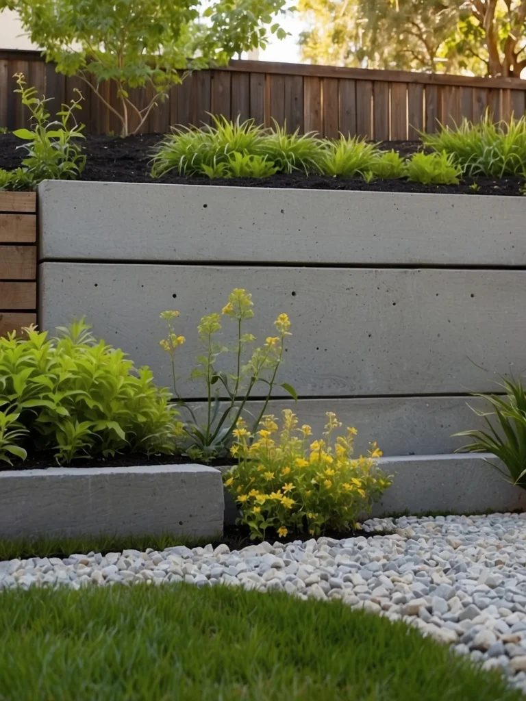 modern concrete block retaining wall landscaping