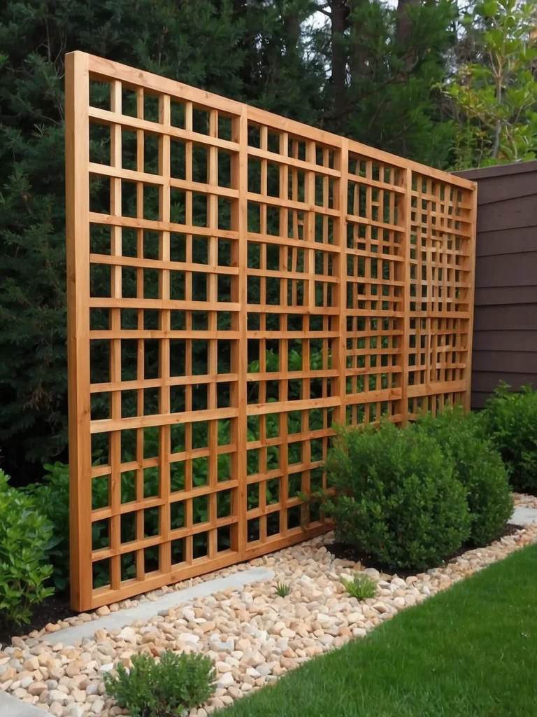 modern square pattern wood lattice panel design