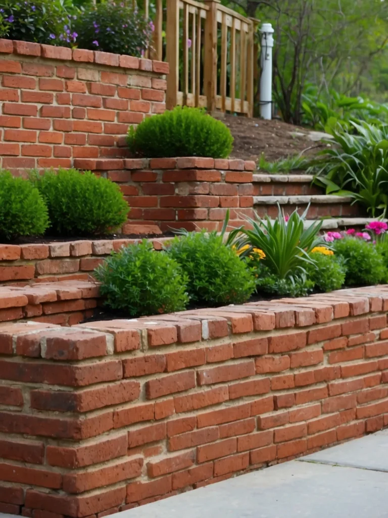 multi level brick garden walls