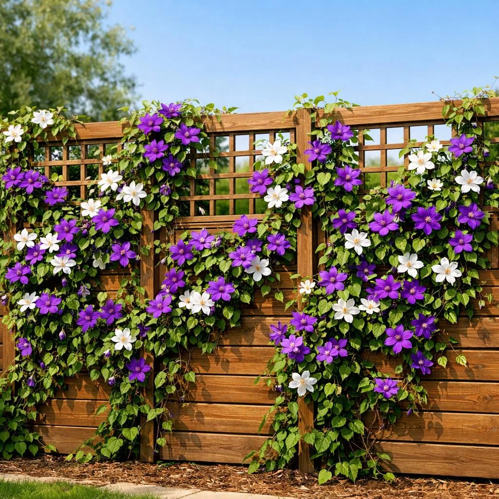 multi panel privacy clematis trellis wall