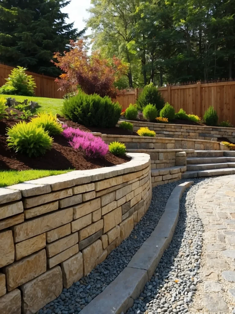 driveway retaining wall border garden design