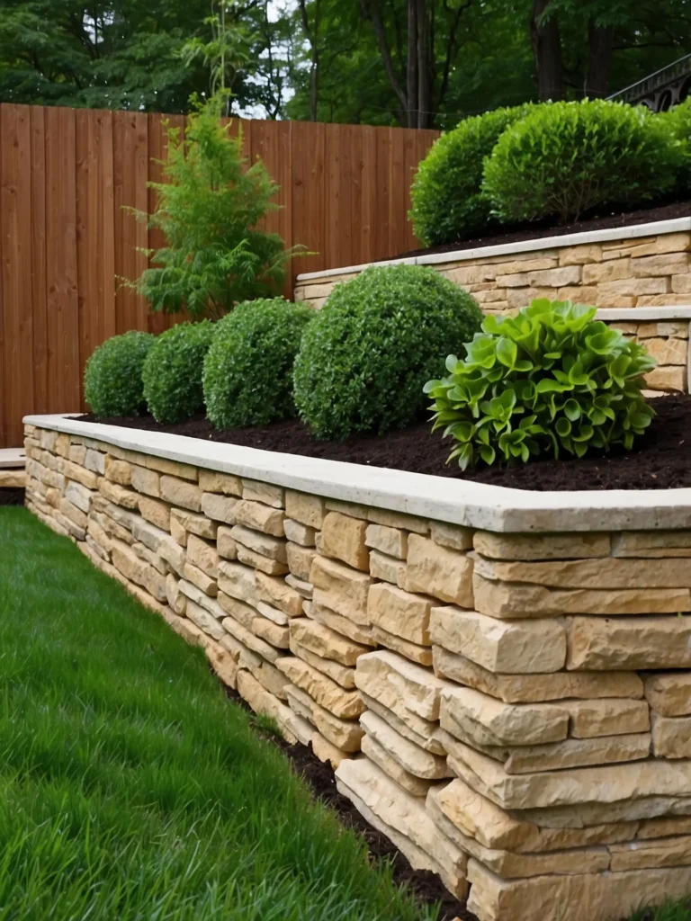 retaining wall with built in planter boxes