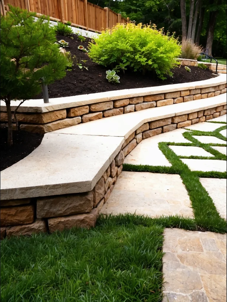 retaining wall with seating edge capstones