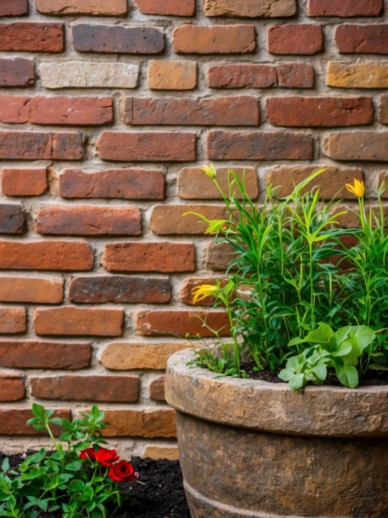 rustic reclaimed brick garden wall